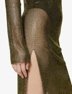 Rhinestone-embellished Chainmail Maxi Dress -Sweaty Bety Clothing Shop R04108391 ACIDYELLOW ALT04