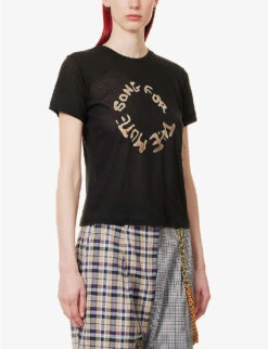 Logo Graphic-print Cotton And Silk-blend T-shirt -Sweaty Bety Clothing Shop R04109269 BLACK ALT02