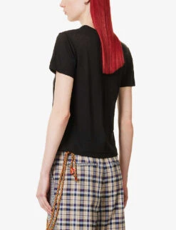 Logo Graphic-print Cotton And Silk-blend T-shirt -Sweaty Bety Clothing Shop R04109269 BLACK ALT03