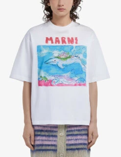 Marni Graphic-print Cotton-jersey T-shirt -Sweaty Bety Clothing Shop R04110608 LILYWHITE ALT02