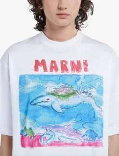 Marni Graphic-print Cotton-jersey T-shirt -Sweaty Bety Clothing Shop R04110608 LILYWHITE ALT04