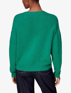 Whistles Stella Double-pocket V-neck Stretch-knit Cardigan 10 Whistles Stella Double-pocket V-neck Stretch-knit Cardigan -Sweaty Bety Clothing Shop R04110651 GREEN ALT03