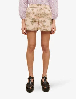 Maje Iloha Palm-print Elasticated-waist Woven Shorts -Sweaty Bety Clothing Shop R04110654 IMPRIME ALT02