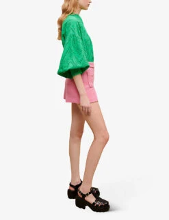 Maje Iapela Patch-pocket Stretch-tweed Shorts -Sweaty Bety Clothing Shop R04110656 ROSES ALT02