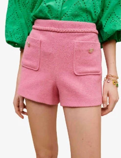 Maje Iapela Patch-pocket Stretch-tweed Shorts -Sweaty Bety Clothing Shop R04110656 ROSES ALT04