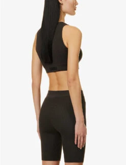 ESSENTIALS Logo-tab Ribbed Woven Shorts -Sweaty Bety Clothing Shop R04111040 OFFBLACK ALT03