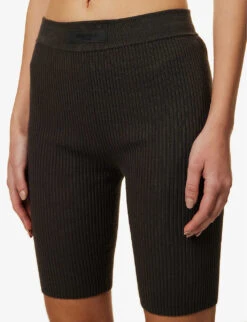 ESSENTIALS Logo-tab Ribbed Woven Shorts -Sweaty Bety Clothing Shop R04111040 OFFBLACK ALT04