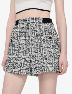 Sandro Darren High-rise Woven Shorts -Sweaty Bety Clothing Shop R04111163 NOIRGRIS ALT04