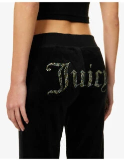 Juicy Couture Rhinestone-embellished Drawstring-waist Jogging Bottoms 11 Juicy Couture Rhinestone-embellished Drawstring-waist Jogging Bottoms -Sweaty Bety Clothing Shop R04111457 BLACK ALT04