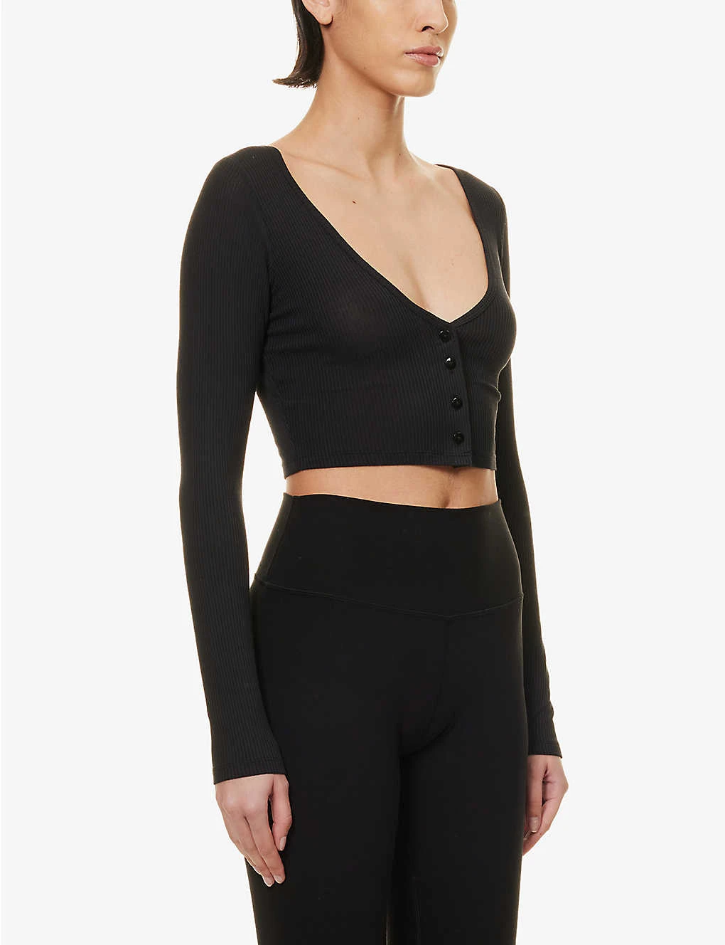 Whisper Ribbed Stretch-jersey Cardigan 5 Whisper Ribbed Stretch-jersey Cardigan - Image 3