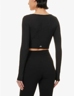 Whisper Ribbed Stretch-jersey Cardigan 10 Whisper Ribbed Stretch-jersey Cardigan -Sweaty Bety Clothing Shop R04111681 BLACK ALT03