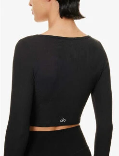 Whisper Ribbed Stretch-jersey Cardigan 11 Whisper Ribbed Stretch-jersey Cardigan -Sweaty Bety Clothing Shop R04111681 BLACK ALT04