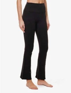Airbrush Flared-leg High-rise Stretch-woven Leggings -Sweaty Bety Clothing Shop R04111686 BLACK ALT02