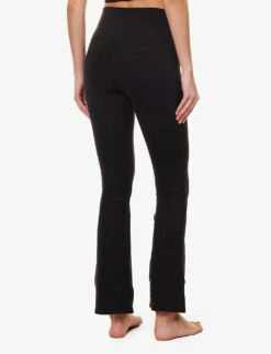 Airbrush Flared-leg High-rise Stretch-woven Leggings -Sweaty Bety Clothing Shop R04111686 BLACK ALT03