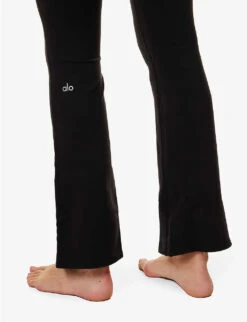 Airbrush Flared-leg High-rise Stretch-woven Leggings -Sweaty Bety Clothing Shop R04111686 BLACK ALT04
