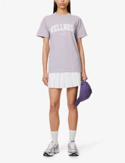 Wellness Ivy Logo-print Cotton-jersey T-shirt -Sweaty Bety Clothing Shop R04115917 FADEDLILACWHITE ALT01