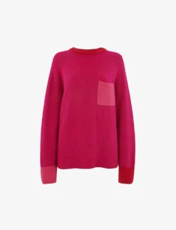 Whistles Colour Block Pocket-detail Knitted Jumper