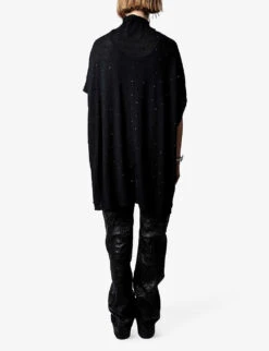 Zadig & Voltaire Crystal-embellished Cashmere Cardigan -Sweaty Bety Clothing Shop R04118655 NOIR ALT03