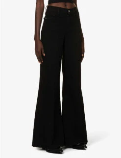 FRAME Le Palazzo Wide-leg Stretch-denim Jeans -Sweaty Bety Clothing Shop R04118779 NOIR ALT02