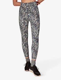Whistles Speckled-print High-rise Stretch-recycled Nylon Leggings -Sweaty Bety Clothing Shop R04119054 BLUE ALT02