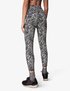 Whistles Speckled-print High-rise Stretch-recycled Nylon Leggings -Sweaty Bety Clothing Shop R04119054 BLUE ALT03