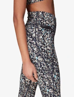 Whistles Speckled-print High-rise Stretch-recycled Nylon Leggings -Sweaty Bety Clothing Shop R04119054 BLUE ALT04
