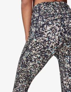 Whistles Speckled-print High-rise Stretch-recycled Nylon Leggings -Sweaty Bety Clothing Shop R04119054 BLUE ALT05