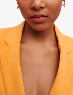 Maje Tailored Cut-out Waist Stretch Cotton Blend Mini Dress 10 Maje Tailored Cut-out Waist Stretch Cotton Blend Mini Dress -Sweaty Bety Clothing Shop R04120633 JAUNESORANGES ALT03