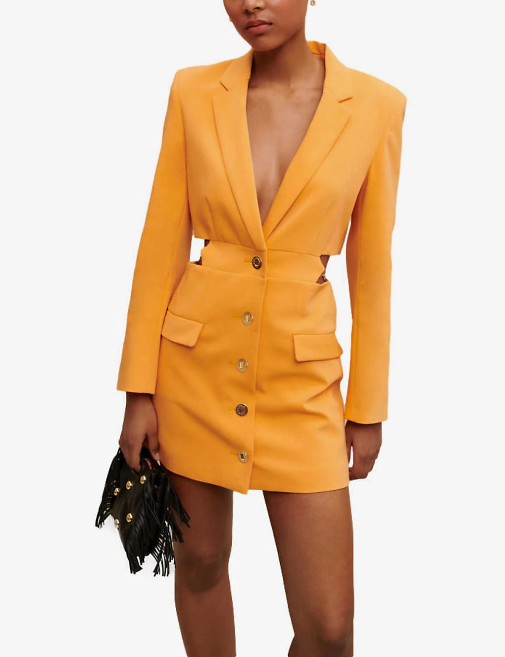 Maje Tailored Cut-out Waist Stretch Cotton Blend Mini Dress 7 Maje Tailored Cut-out Waist Stretch Cotton Blend Mini Dress - Image 5