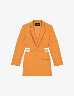 Maje Tailored Cut-out Waist Stretch Cotton Blend Mini Dress