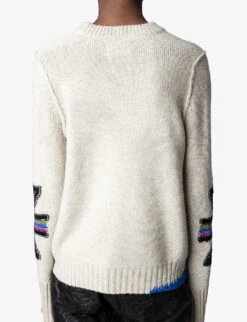 Zadig & Voltaire Halton Embroidered-motif Cashmere Jumper 10 Zadig & Voltaire Halton Embroidered-motif Cashmere Jumper -Sweaty Bety Clothing Shop R04121836 MASTIC ALT03