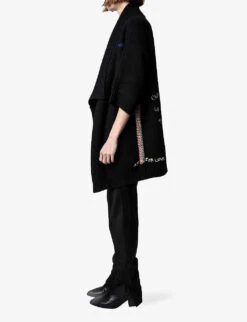 Zadig & Voltaire West Embroidered-text Cashmere Jacket -Sweaty Bety Clothing Shop R04121837 NOIR ALT02