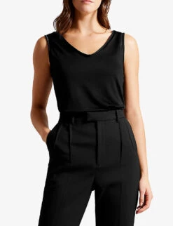 Ted Baker Shavon V-front Relaxed-fit Woven Vest -Sweaty Bety Clothing Shop R04122401 BLACK ALT02