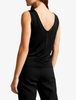 Ted Baker Shavon V-front Relaxed-fit Woven Vest -Sweaty Bety Clothing Shop R04122401 BLACK ALT03