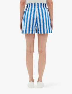 CLAUDIE PIERLOT Striped High-rise Cotton Shorts -Sweaty Bety Clothing Shop R04122992 DIVERS ALT03