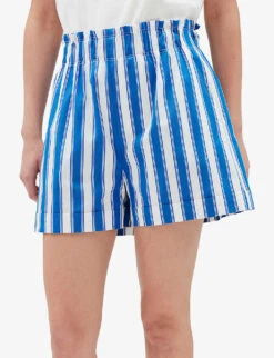 CLAUDIE PIERLOT Striped High-rise Cotton Shorts -Sweaty Bety Clothing Shop R04122992 DIVERS ALT04