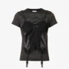 Corset-appliqué Scoop-neck Woven T-shirt 1 Corset-appliqué Scoop-neck Woven T-shirt -Sweaty Bety Clothing Shop R04123229 BLACK M