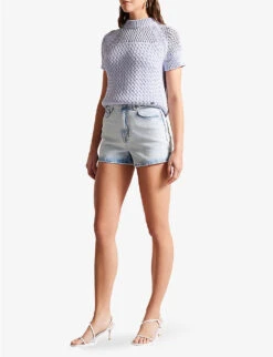 Ted Baker Gianahh High-rise Stretch-denim Shorts -Sweaty Bety Clothing Shop R04125133 LTWASH ALT01