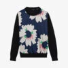 Ted Baker Marola Floral-print Panelled Satin And Knitted Jumper -Sweaty Bety Clothing Shop R04125136 DKNAVY M
