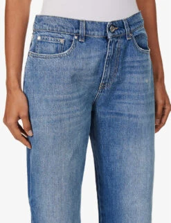STELLA MCCARTNEY Distressed Contrast-stitch Straight-leg Mid-rise Jeans -Sweaty Bety Clothing Shop R04125582 MIDBLUE ALT04