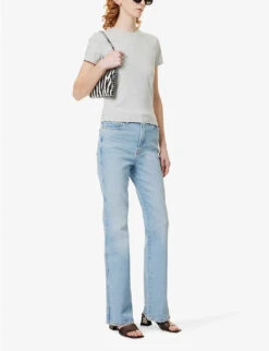 GOOD AMERICAN Good Curve Flared Mid-rise Stretch-denim Jeans -Sweaty Bety Clothing Shop R04125899 INDIGO436 ALT02