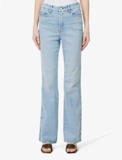 GOOD AMERICAN Good Curve Flared Mid-rise Stretch-denim Jeans -Sweaty Bety Clothing Shop R04125899 INDIGO436 ALT03