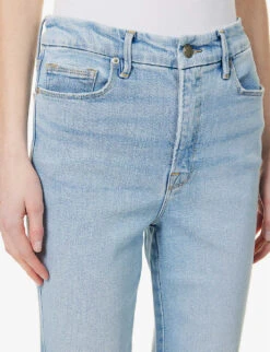 GOOD AMERICAN Good Curve Flared Mid-rise Stretch-denim Jeans -Sweaty Bety Clothing Shop R04125899 INDIGO436 ALT05