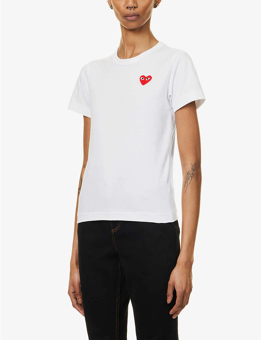 Comme Des Garçons Play Heart-appliqué Slim-fit Cotton-jersey Top 5 Comme Des Garçons Play Heart-appliqué Slim-fit Cotton-jersey Top - Image 3