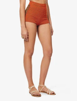 Rosemary High-rise Knitted Shorts -Sweaty Bety Clothing Shop R04126884 GOLDFLAME ALT02