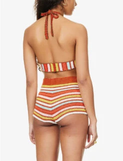 Chevron-pattern Crochet-knit Shorts -Sweaty Bety Clothing Shop R04126885 MULTI ALT03