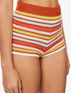 Chevron-pattern Crochet-knit Shorts -Sweaty Bety Clothing Shop R04126885 MULTI ALT04