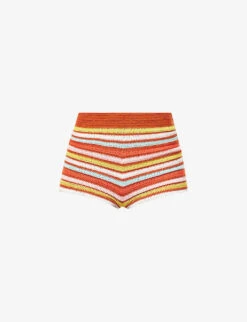 Chevron-pattern Crochet-knit Shorts