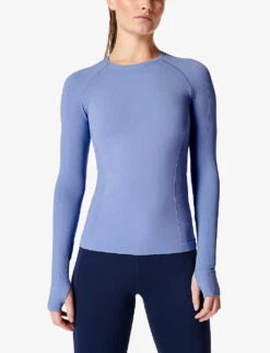 Sweaty Betty Athlete Seamless Workout Long-sleeved Stretch-jersey Top -Sweaty Bety Clothing Shop R04127201 FLUIDBLUE ALT02