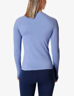 Sweaty Betty Athlete Seamless Workout Long-sleeved Stretch-jersey Top -Sweaty Bety Clothing Shop R04127201 FLUIDBLUE ALT03
